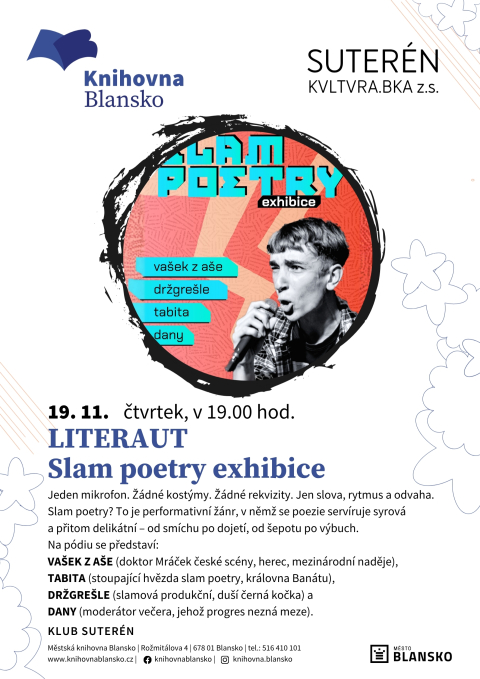 plakát k akci Slam poetry exhibice