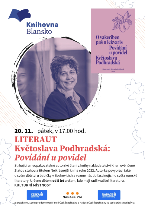 plakát k akci LITERAUT Květoslava Podhradská: Povídání u povidel