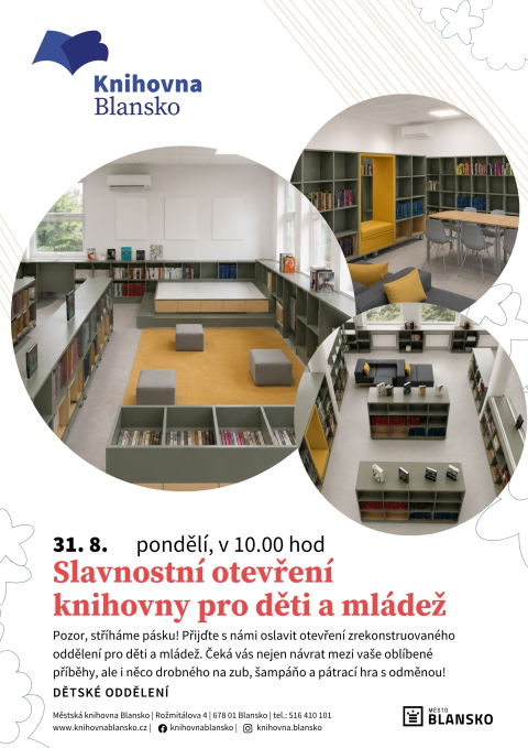 plakát k akci Slavnostní otevření knihovny pro děti a mládež