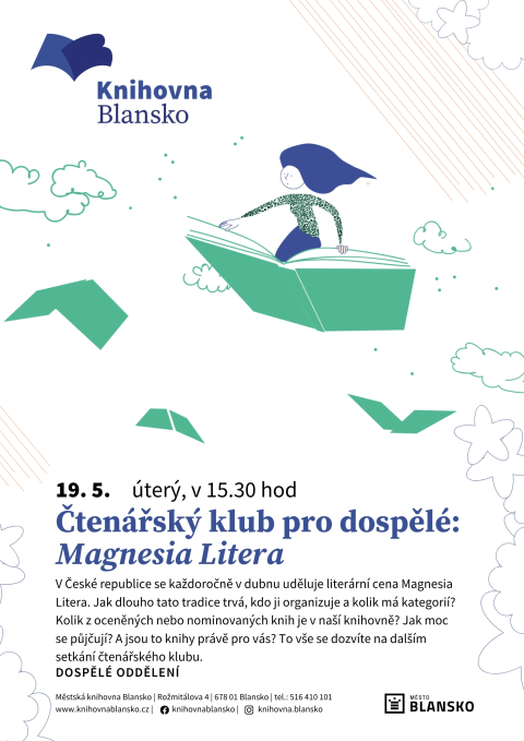 plakát k akci Čtenářský klub pro dospělé: Magnesia Litera