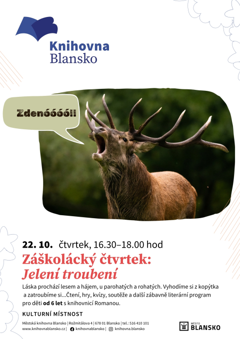 plakát k akci Záškolácký čtvrtek: Jelení troubení