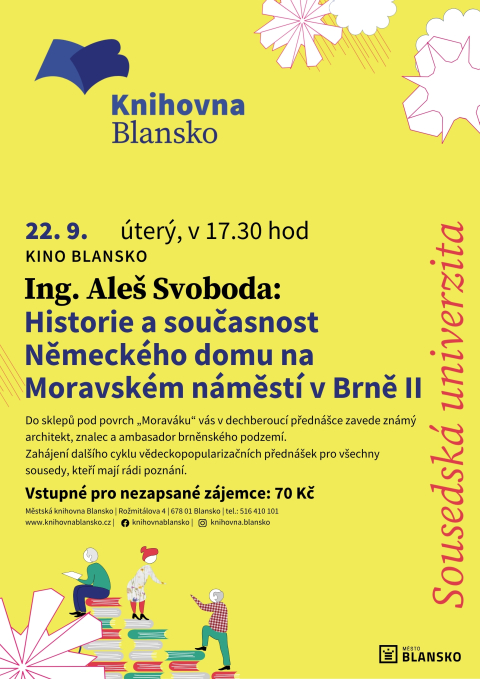 plakát k akci Ing. Aleš Svoboda: Historie a současnost Německého domu na Moravském náměstí v Brně II