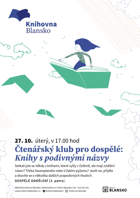 plakát k akci Čtenářský klub pro dospělé: Knihy s podivnými názvy