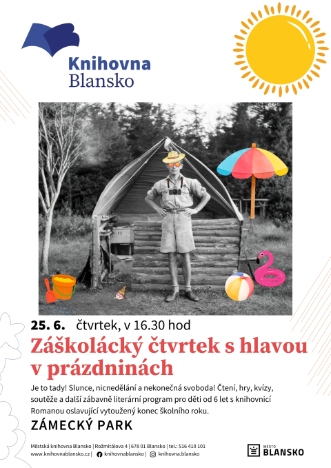 plakát k akci Záškolácký čtvrtek s hlavou v prázdninách