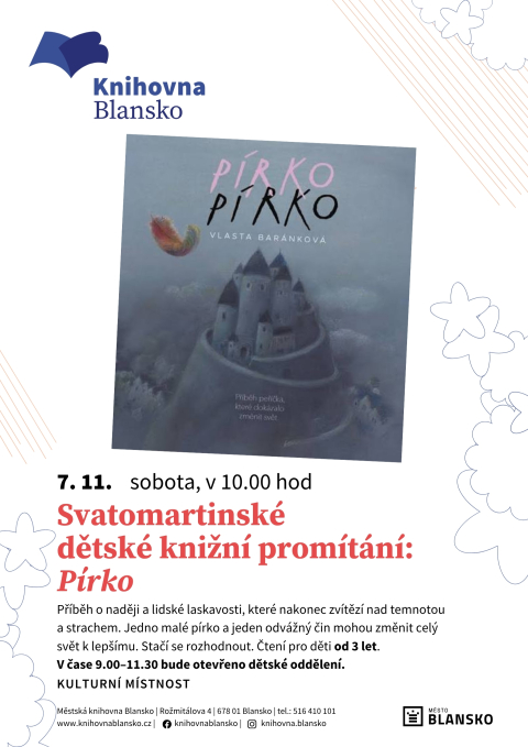 plakát k akci Svatomartinské dětské knižní promítání: Pírko