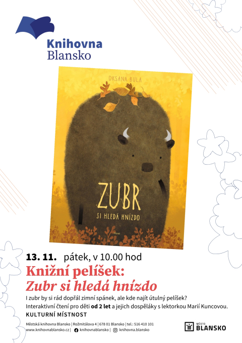 plakát k akci Knižní pelíšek: Zubr si hledá hnízdo