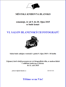 Salon blanensnkých fotografů - výzva